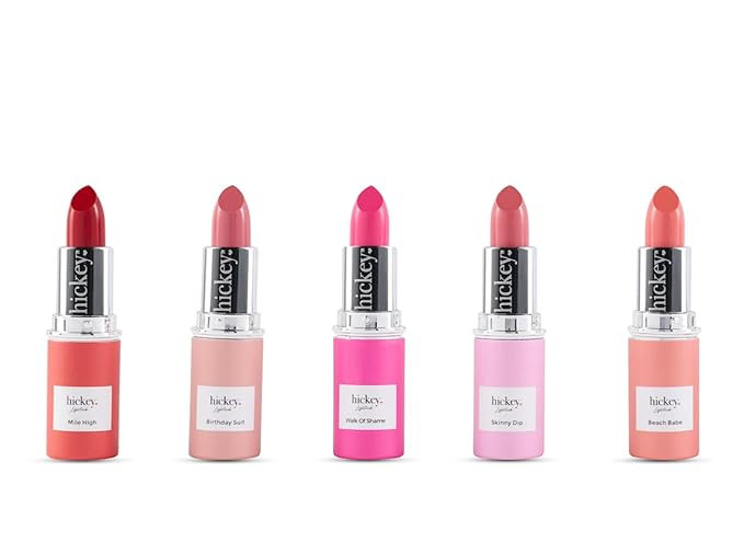 Hickey Lipstick For Women Fashion Week Lipstick Collection Refillable Perfect Red lipstick, Hot Pink, Nude, Light Pink & Coral Organic, Vegan, Gluten-Free Lipstick Long Lasting (Pack of 5)