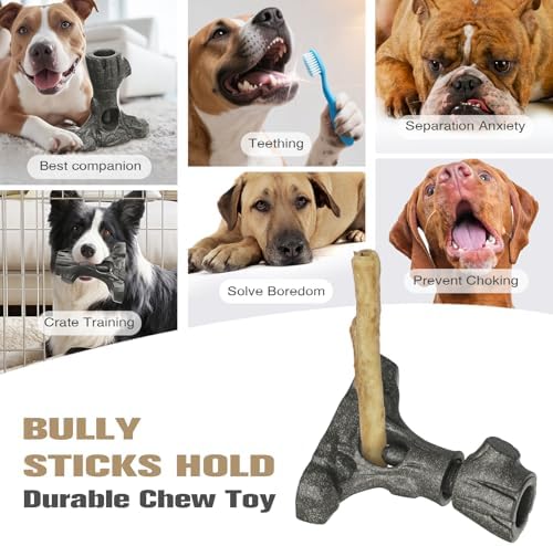 Sedioso Bully Stick Holder for Dogs, Dog Frozen Toy, Though Dog Toys for Aggressive Chewer, Sturdy Dogs Chew Holder Safety Device to Prevent Choking, BPA-Free, Long-Lasting -Fits Various Bully Sticks
