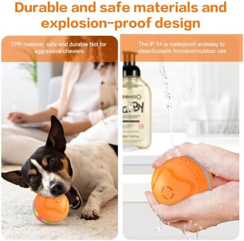 Interactive Dog Toys Ball, Automatic Rolling Toy, Lively pet Ball for Medium/Large Dogs to Relieve Boredom, Activated Automatic Motion Dog Balls Toy with LED Flash, USB Rechargeable