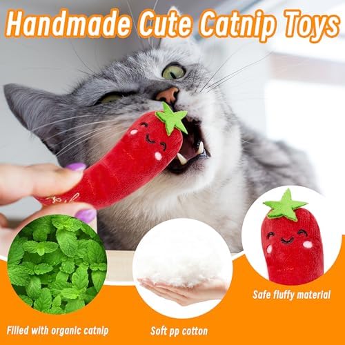 Seyezo Catnip Toys for Indoor Cats, Cat Toys for Cats, Vegetable, 5 Pack