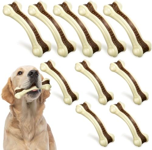 10 Pcs Dog Chew Toys for Aggressive Chewers, 5.1 x 2 Inch, 6.3 x 2.17 Inch