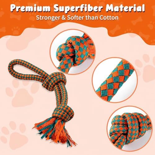 Interactive Dog Rope Toy – Ultra-Fiber Dog Chew Toys (Two Knots)