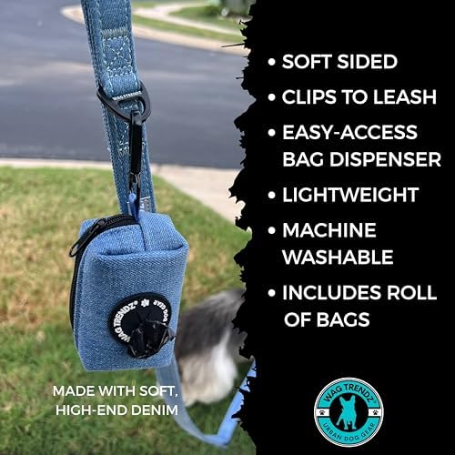 WAG TRENDZ Poop Bag Holders For Leashes | Dog Bag Holder | Downtown Denim
