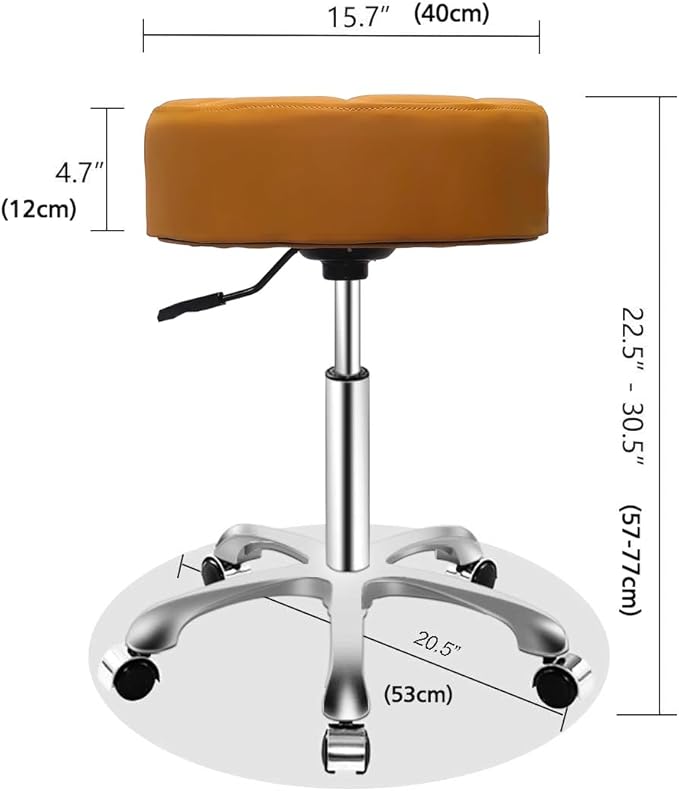 Rolling Adjustable Stool for Work Medical Tattoo Salon Office,Heavy Duty Esthetician Hydraulic Chair Stool with Wheels (Camel)