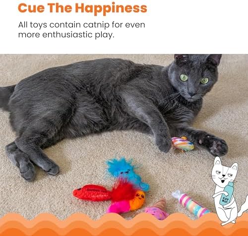 Catstages Kitty Sweet Treats, 6-Pack Catnip Plush Toys with Crinkle & Feathers, Multicolored