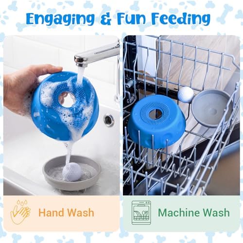 Slow Feeder Dog Bowl with Interactive Roll Ball, Anti-Slip Dog Lick Bowl