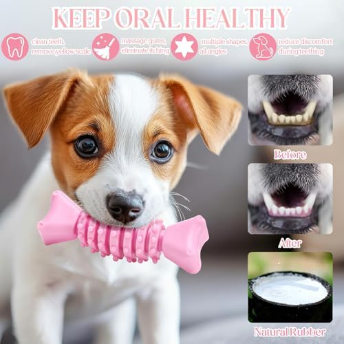 9Pack Pink Puppy Toys for Teething Treat
