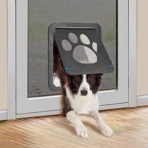 Namsan Dog Door for Screen Door, Passage 12 x 14 inches, Doggy Door for Sliding Door, Pet Screen Window, Magnetic Flap Auto Closing, Screen Door with Doggie Door Built in, Lockable, Black