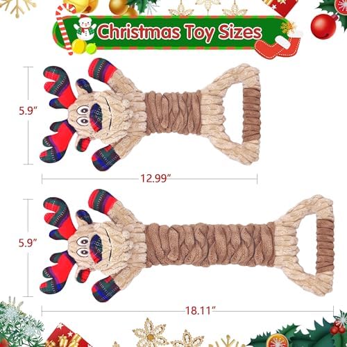 Christmas Dog Toys, Plush Squeaky Dog Toy with Crinkle Paper, Cute Christmas Puppy Toys with Cotton, Durable Interactive Dog Chew Toys for Puppy Small Medium Large Breed