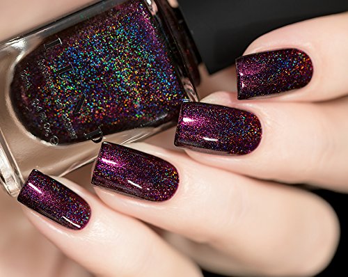 ILNP Black Orchid - Deep Burgundy Holographic Nail Polish, Chip Resistant, Non-Toxic, Vegan, Cruelty Free, 12ml