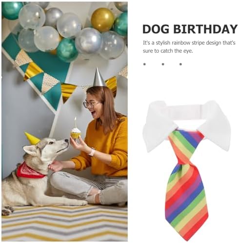 Adjustable Pet Necktie Rainbow Stripe Cloth Costume Accessory