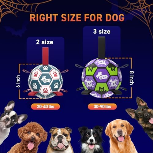 QDAN Halloween Dog Toys Balls with Straps, 8 Inch Large Dog Herding Balls