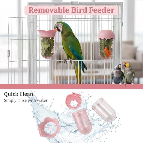 2 PCS Bird Food with Water Storage Design, Hanging Birds Feeder (Pink)