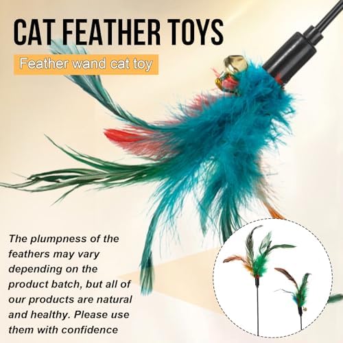 Leitee 50 Pcs Cat Feather Toy Wand Bulk Interactive Stick, Multi-Color