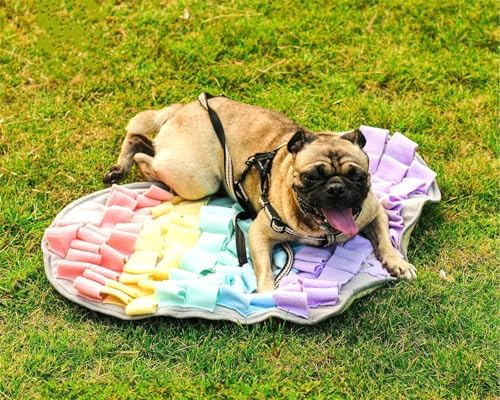 Pet Soft Fleece Snuffle Mat Heart Foraging Mats Dog Rabbit Guinea Pig Interactive Feeding Toy Anti Slip Slow Feeder Treat Dispenser (Multi-Colored)