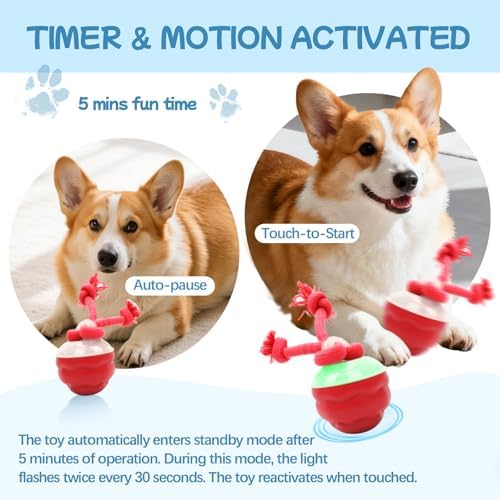 Goosheep 2026 New Interactive Dog Toys, Automatic Moving Dog Ball for Medium/Large Dogs, Interactive Smart Rolling Dogs Toy Ball with Light Up to Keep Them Busy(Red)