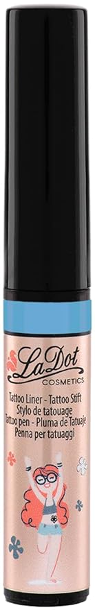 LaDot Temporary Tattoo Liner Pen – Fine Tip Waterproof Body Art Marker for Drawing Custom Skin Designs – Ideal for Temporary Tattoos, Festivals, Parties & More (Light Blue)