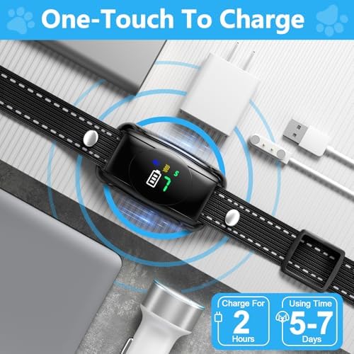 Bark Collar, No Shock Bark Collar with 5 Beep, Vibration & 7 Sensitivity