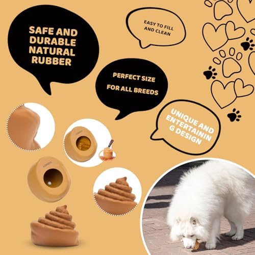 2-Pack Poop-Shaped Durable Dog Chew Toys for Small Medium Large Dogs, Funny Interactive Rubber Dog Toys for Aggressive Chewers Teething, Pranking, Boredom Relief, Mental Stimulation, Adorable Gag Gift