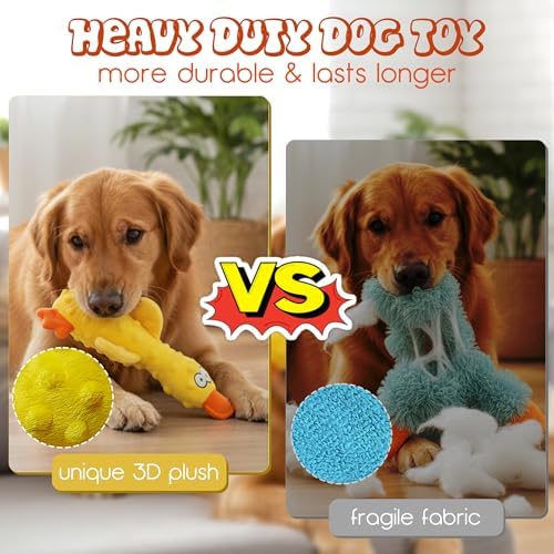 Calming Yellow Duck Toy for Mellow Dog, Interactive Crinkle Plush Stuffed Duck Toy with Quack Sound for Dogs Teeth, Anti Anxiety Comforty Toy for Small Dogs Puppy Mellow Dog
