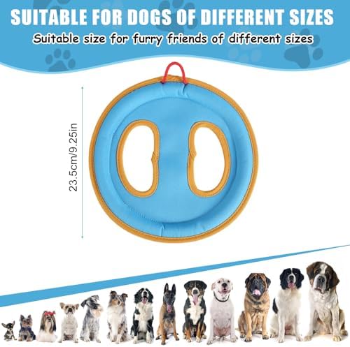 lasuroa Dog Flying Disc Toy, 9.25" Pet Water Floating Flyer with Soft Edges Gentle on Teeth Lightweight Outdoor Canvas Fetch Toy for Aggressive Chewers Medium to Large Dogs