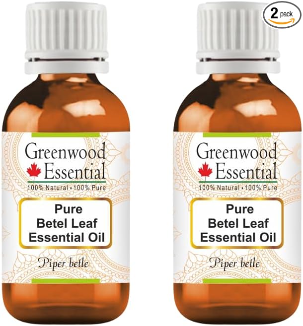 Greenwood Essential Pure Betel Leaf Essential Oil (Piper betle) Steam Distilled (Pack of Two) 5ml X 2 (0.33 oz)