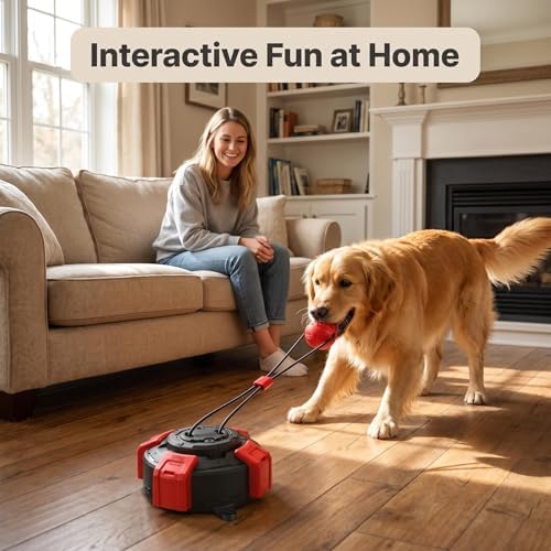 Dog Toys Upgraded Suction Cup Tug Dog Ball, Chew & Puppy TeethingToy Ball, Indoor & Outdoor Interactive Chew Toy for Aggressive Chewers