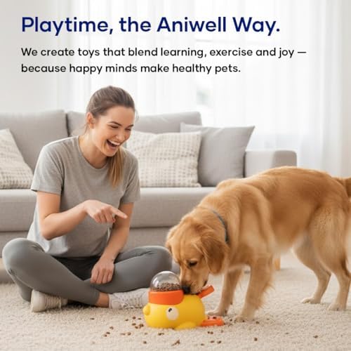 Interactive Duck Toy – Treat Dispenser for Pets | Slow Feeder Puzzle Toy for Mental Stimulation & IQ Training | Interactive Cat Toy & Dog Enrichment Toy | Durable & Easy to Clean