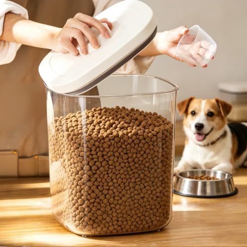 TBMax Dog Cat Food Storage Container 10 Lbs, Stackable Pet Food Dog Treat Container with Pop Up Lids, Airtight Food Storage Bin for Kitchen Organization