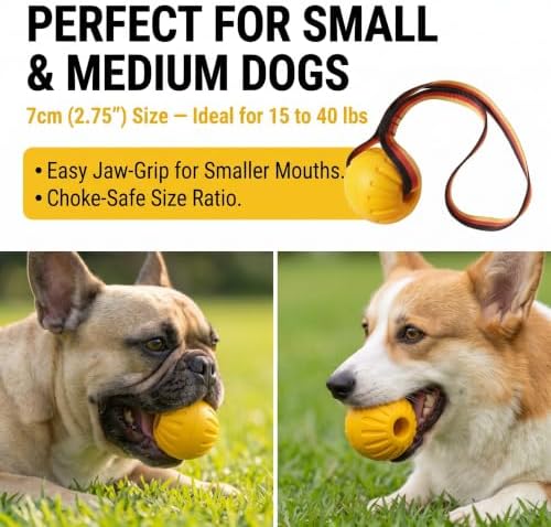 Small Dog Ball with Strap, Floating EVA Interactive Toy