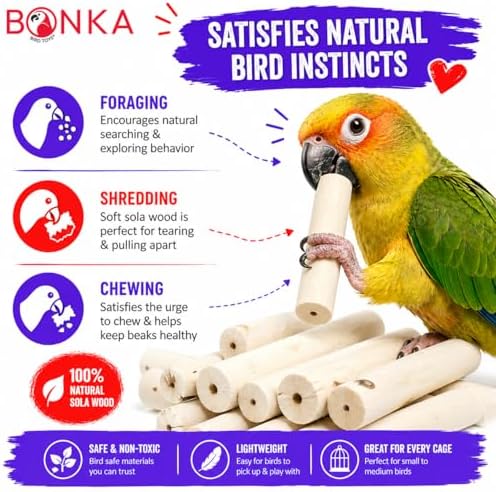 Bonka 1288 Pk6 Natural Sola Sticks 3" Bird Chew Toy for Small Birds