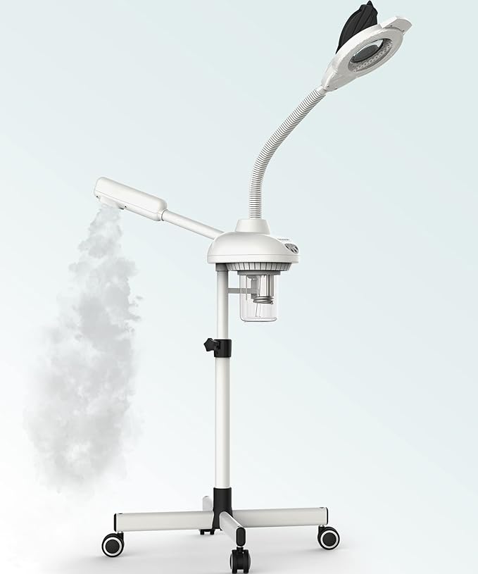 TASALON Professional 2 in 1 Facial Steamer With 5X Magnifying Foldable Arm, Ozone Mist Steamer for Face, Salon Spa Beauty Skin Care Equipment