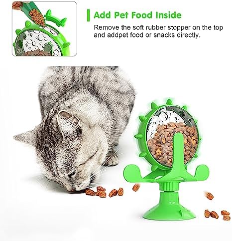 Cat Dog Treat Dispenser Toy - Cat Interactive Feeder (Green)