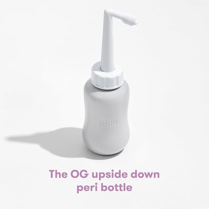Frida Mom Upside Down Peri Bottle Sprayer, Perineal Care & Postpartum Recovery, Portable Travel Bidet & Perineal Cleanser with Travel Bag, Postpartum Essential, Gray