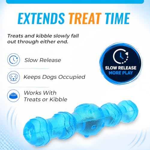 GURU Shaker Stick Dog Toy - Treat Dispensing Interactive Puzzle Toy for Large Dogs - Durable Chew Toy for Aggressive Chewers - Slow Feeder Mental Stimulation Toy - 11.25 Inch Blue