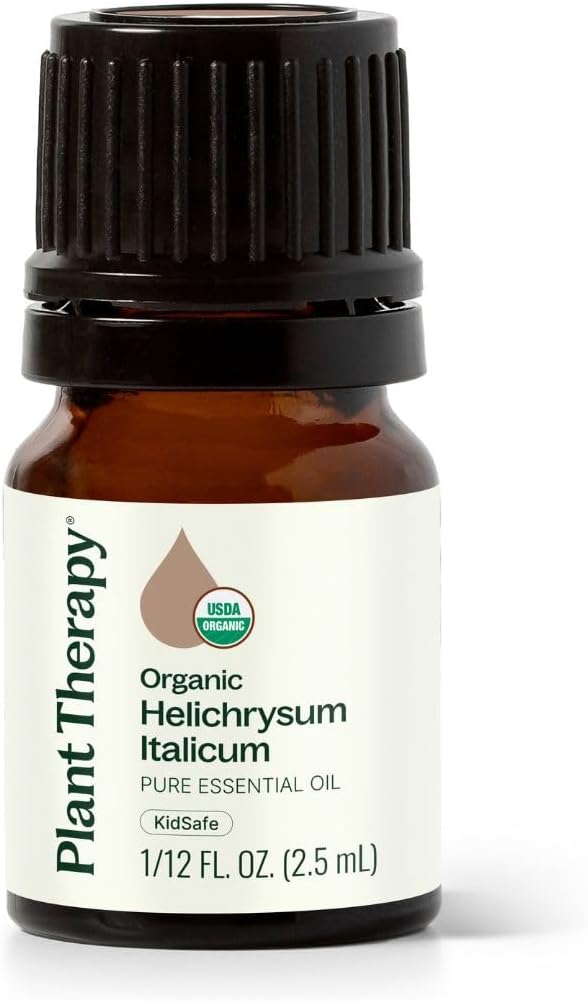 Plant Therapy Organic Helichrysum Essential Oil (Italicum), 2.5 mL (1/12 oz), 100% Pure, Undiluted, USDA Certified Organic, Great for Skincare, Diffusion, and Aromatherapy