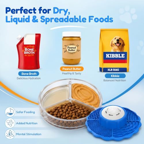 Slow Feeder Dog Bowls with Lick Mat & Rolling Lick Ball, Enrichment Toys