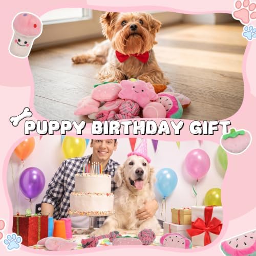 50 Pcs Plush Interactive Dog Toys 8 x 9 cm, Ocean Themed Set, Small Puppy Toys for Indoor Interactive Fetch, Multicolor (Pink)