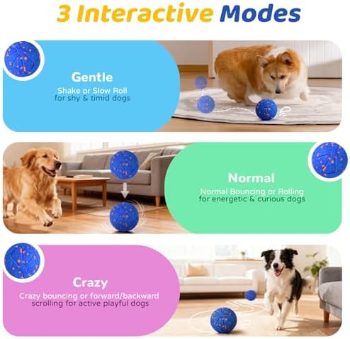 Interactive Dog Ball for Large Dogs - Dog Toys for Aggressive Chewers to Keep Them Busy, Durable E-TPU Material, 3 Play Modes Automatic Dog Balls for Medium and Large Dogs, Indoor & Outdoor