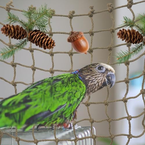 Parrot Climbing Net Jungle Fever Rope Small Animals Toys for Parakeets Lovebirds Finch Budgerigars Conure Cockatiel (M 16" x 16")