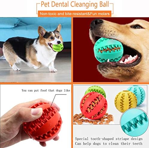 Sunglow 2 Pack Dog Toy Ball - Nontoxic Bite Resistant Teething Toys for Small/Medium/Large Dog and Puppy Cat, Dog Pet Food Treat Feeder Chew Tooth Cleaning Exercise Game IQ Training