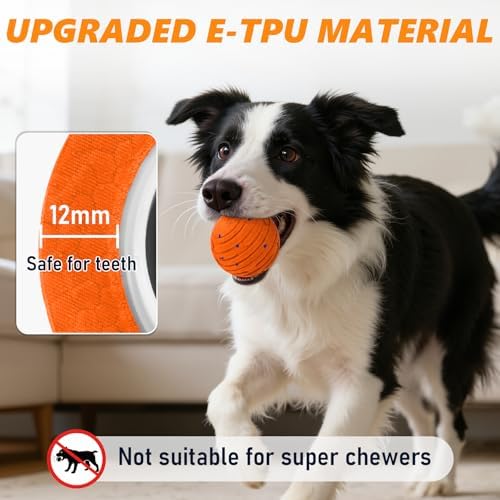 Remote Control Dog Toy Ball, Interactive Self Bouncing E-TPU Ball with 3 Modes (Bounce/Roll), Rechargeable Auto Moving Toy for Small Medium Large Dogs, Keeps Them Busy, ORG&BLU