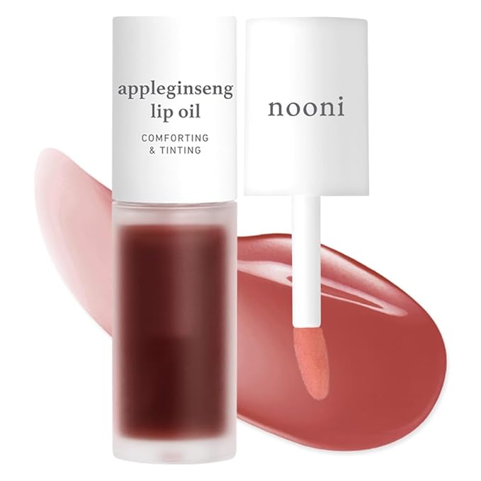 NOONI Korean Lip Oil - Appleginseng | Lip Stain, Gift, Long-Lasting, Moisturizing, Plumping, Revitalizing for Dry Lips, Waterproof, No Peel Off, Korean Lip Tint, Stocking Stuffers, 0.12 Fl Oz