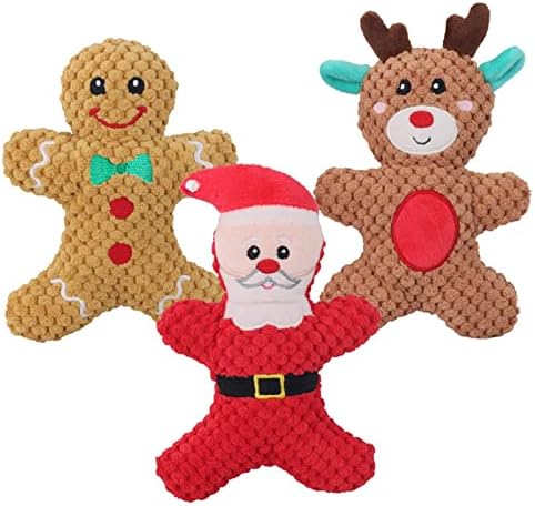 Dog Squeaky Toy Interactive Train Supplies Cloth Reduces Destructive Suitable for Small Medium Large Dog Pets, Gingerbread Man