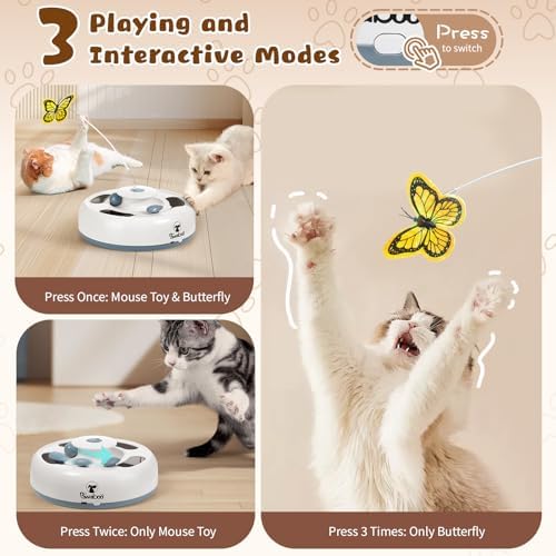 Pawaboo 3-in-1 Automatic Interactive Cat Toy, Electronic Motion Kitten Toy