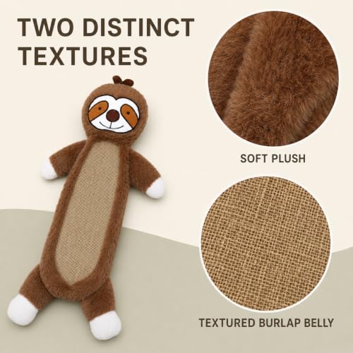 Sloth Squeaky Plush Dog Toy with Crinkle for Puppies, Small/Medium Dogs