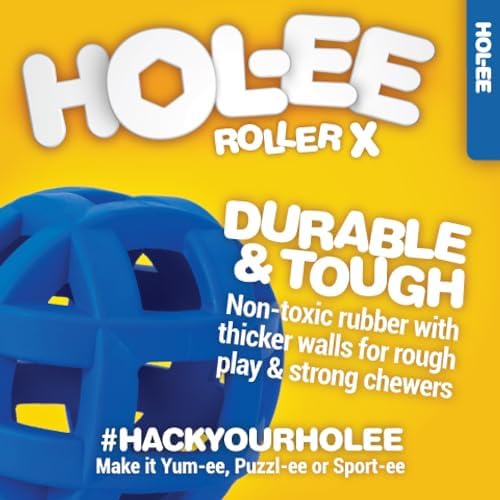 JW Pet HOL-ee Roller Extreme Puzzle Ball, Medium 4.5in, Natural Rubber
