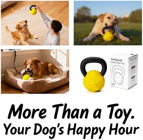 MECOOL Indestructible Dog Toy for Aggressive Chewers - Heavy Duty Chew Ring with Durable Nylon and Treat Dispenser Rubber Base, Interactive Food Puzzle Dog Chew Toy,Large Yellow