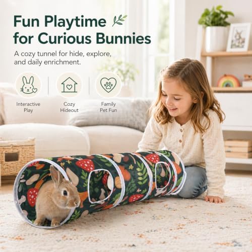 Rabbit Toys, Large Bunny Hideout Tunnel and Tube for Rabbit Guinea Pig Chinchilla Ferret Rat