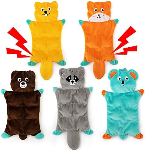 No Stuffing Dog Toys - 5 Pack Squeaky Dog Toys Plush Set for Puppy Teething